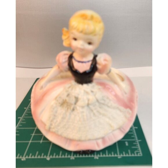 Ruebens Originals Ceramic Planter Pink Gown Blonde Girl Figurine Vintage 526 Lab - Picture 5 of 11